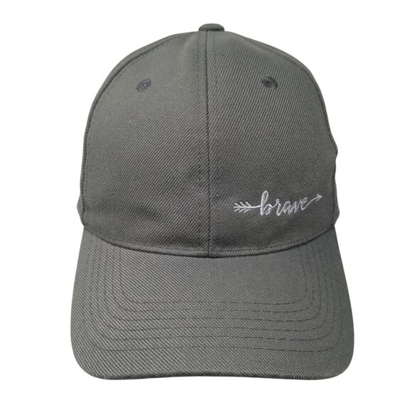Brave Strapback Hat Gray One Size Adjustable Embroidered 6 Panel Polyester - Picture 1 of 9